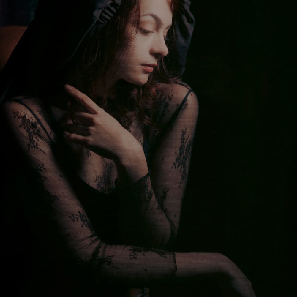 Pensive Woman in Lace by Masayuki Kato — canvas wall art
