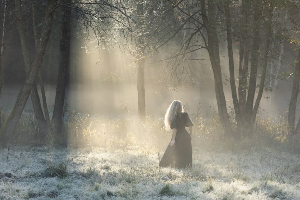 Misty Forest Woman by Leszek Paradowski — canvas wall art
