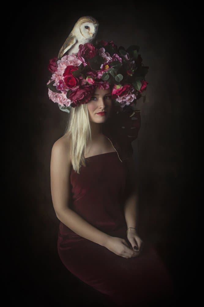 Mystic Owl Floral Crown by Carola Kayen-Mouthaan — canvas wall art