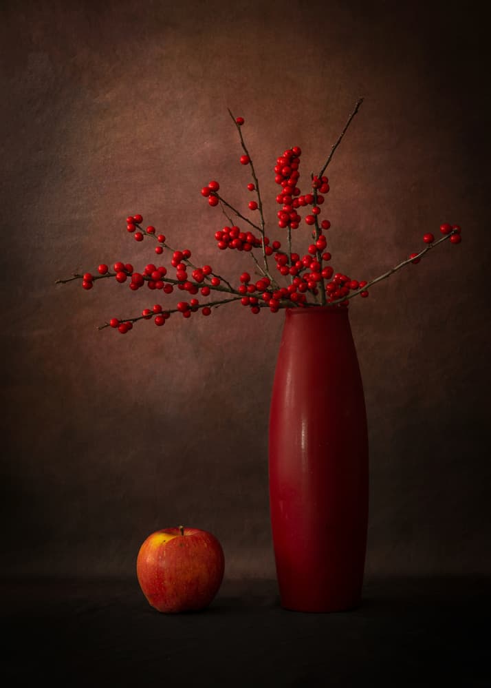 Red Berries Still Life by Wendy Xu — canvas wall art