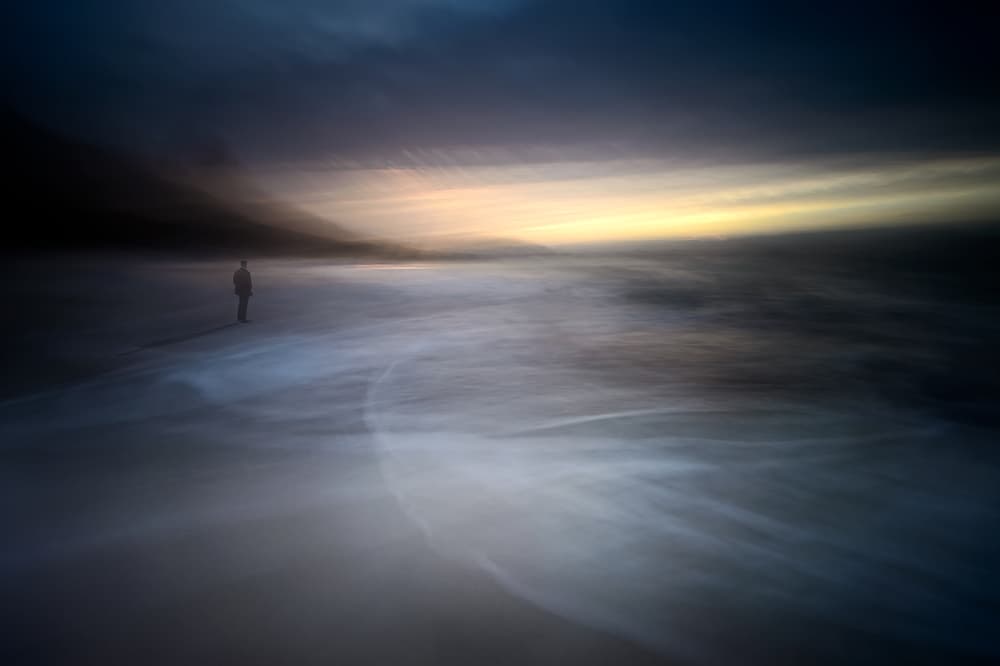 Lone Figure Misty Ocean by Santiago Pascual Buye — canvas wall art