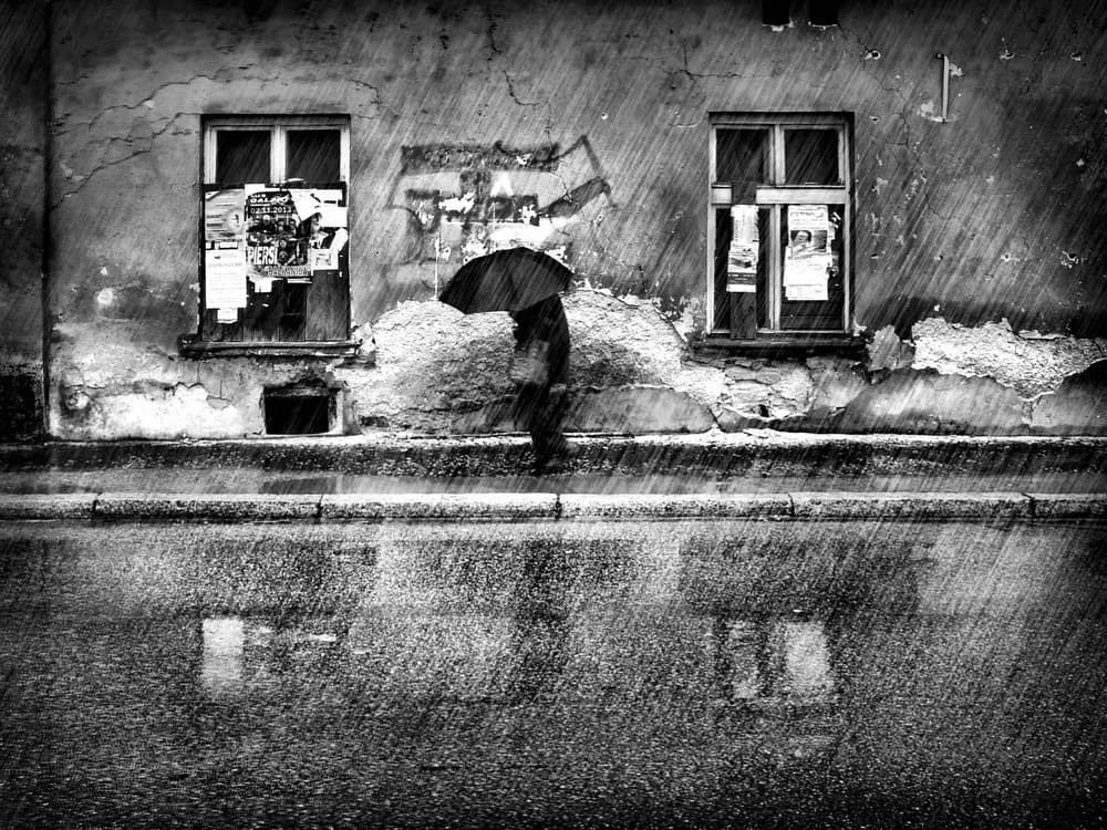 Rainy City Reflection by Wojciech Pokora — canvas wall art