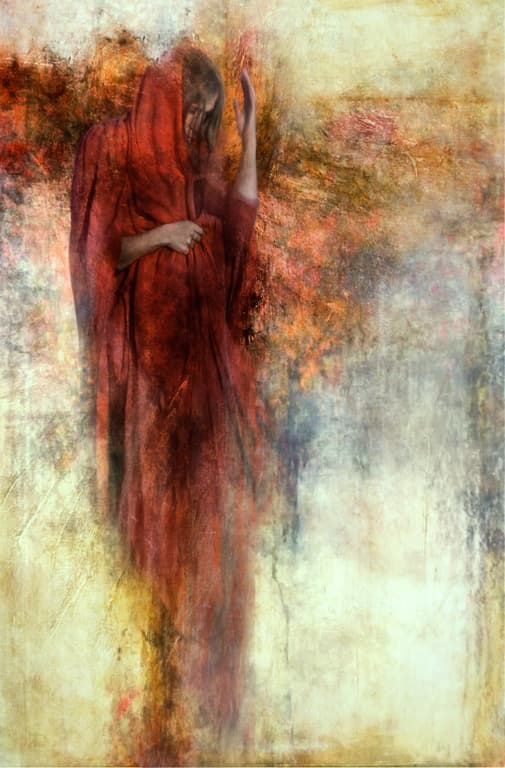 Solemn Red Figure by Charlaine Gerber — canvas wall art