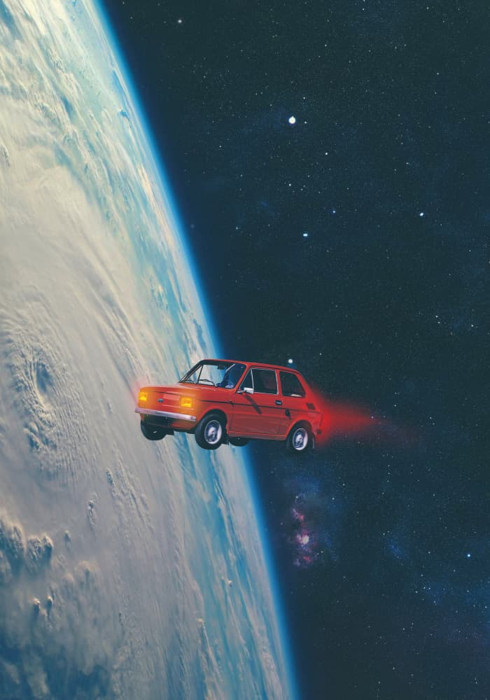 Cosmic Red Car by Daniel Donocik — canvas wall art