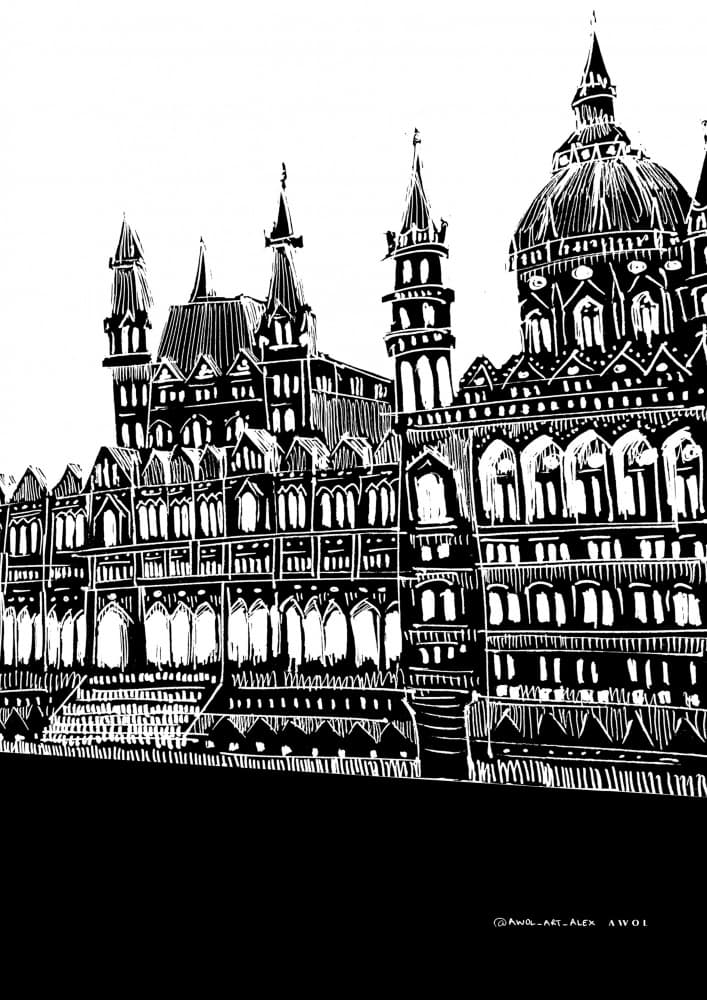 Ornate Gothic Architecture by Awol Art Alex — canvas wall art