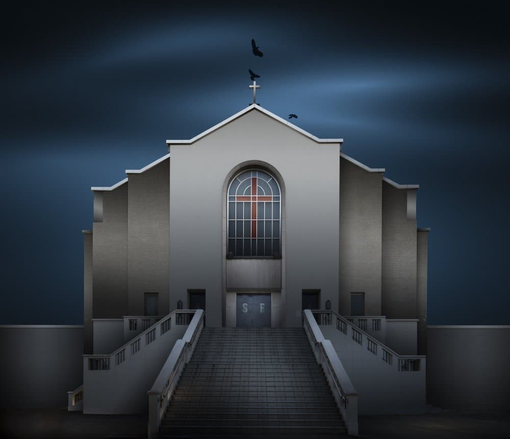 Modern Church Night by Shuchuan Liu — canvas wall art
