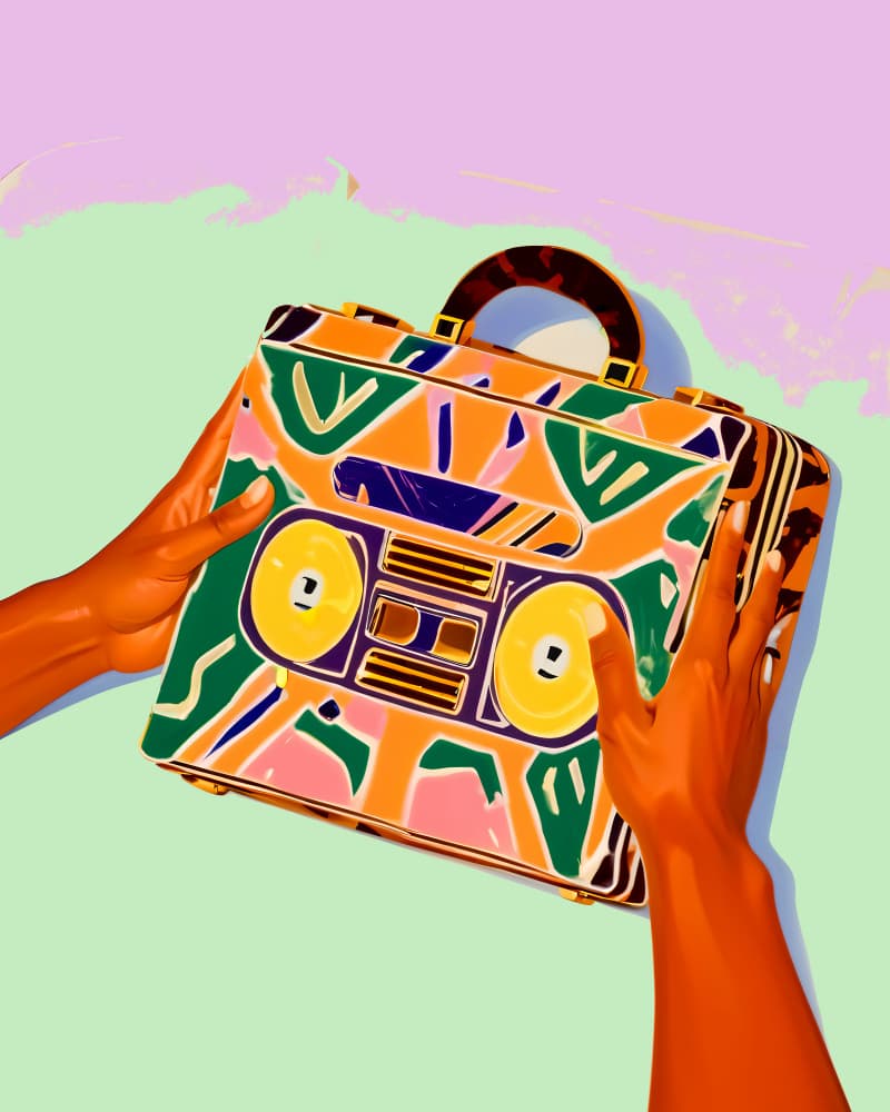Colorful Boombox Groove by Uma Gokhale — canvas wall art