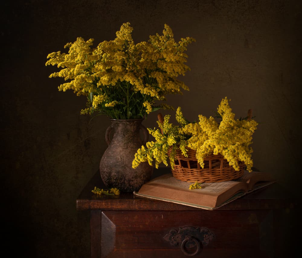 Goldenrod Still Life by Margareth Perfoncio — canvas wall art