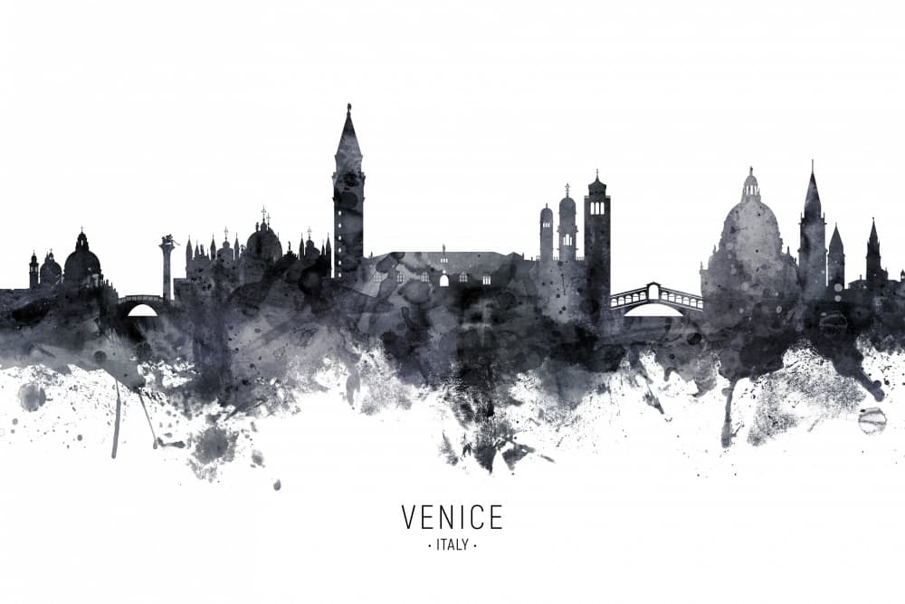 Venice Watercolor Skyline by Michael Tompsett — canvas wall art