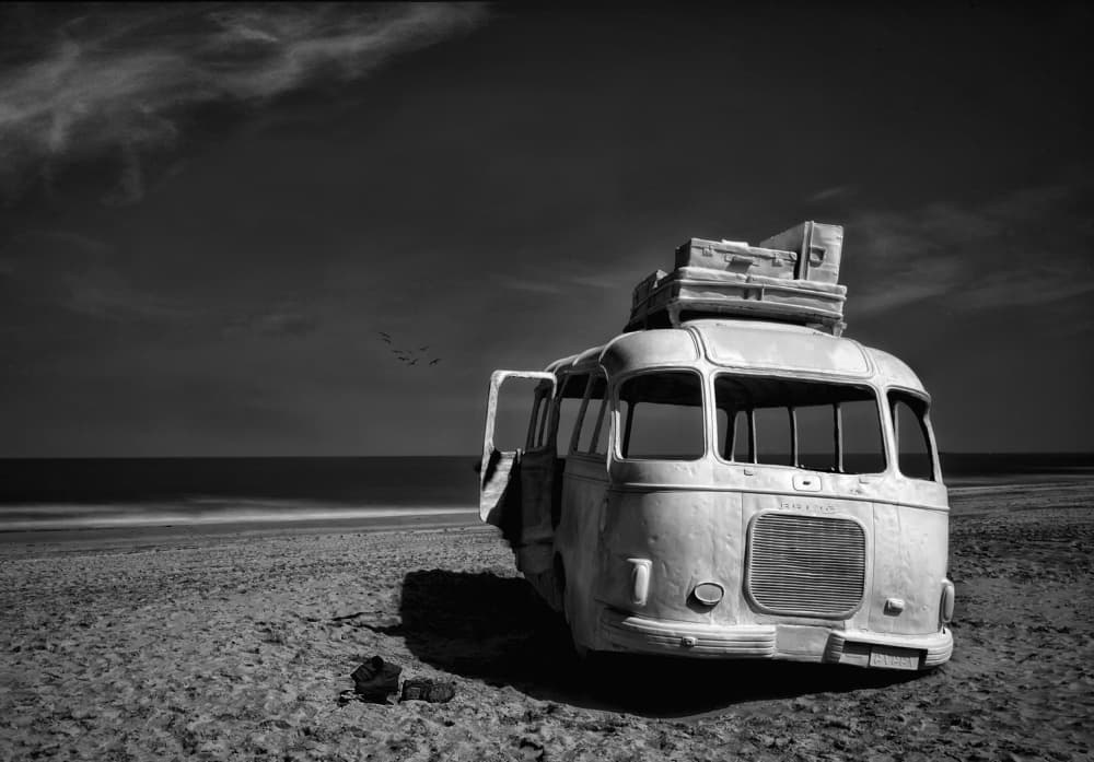 Abandoned Beach Bus by Yvette Depaepe — canvas wall art