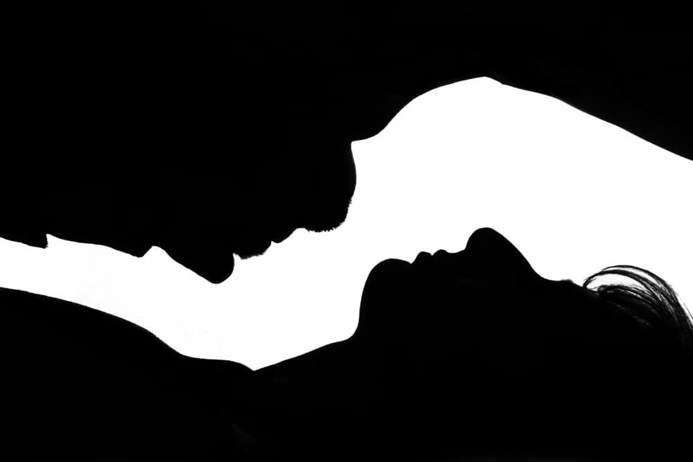 Romantic Kiss Silhouette by Marcin Michalowski — canvas wall art