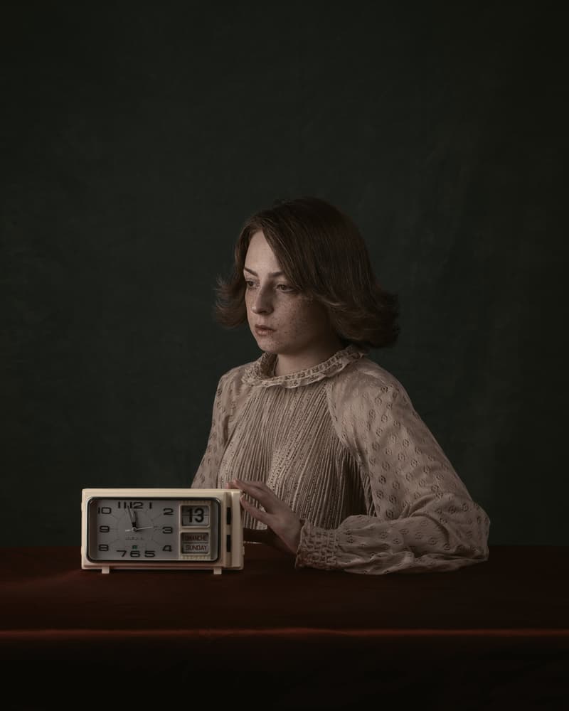 Pensive Girl and Clock by Mohammad Metri — canvas wall art