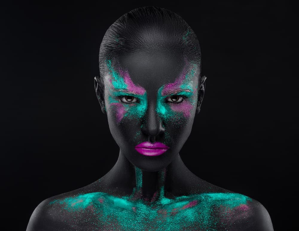 Black Neon Portrait by HIM — canvas wall art