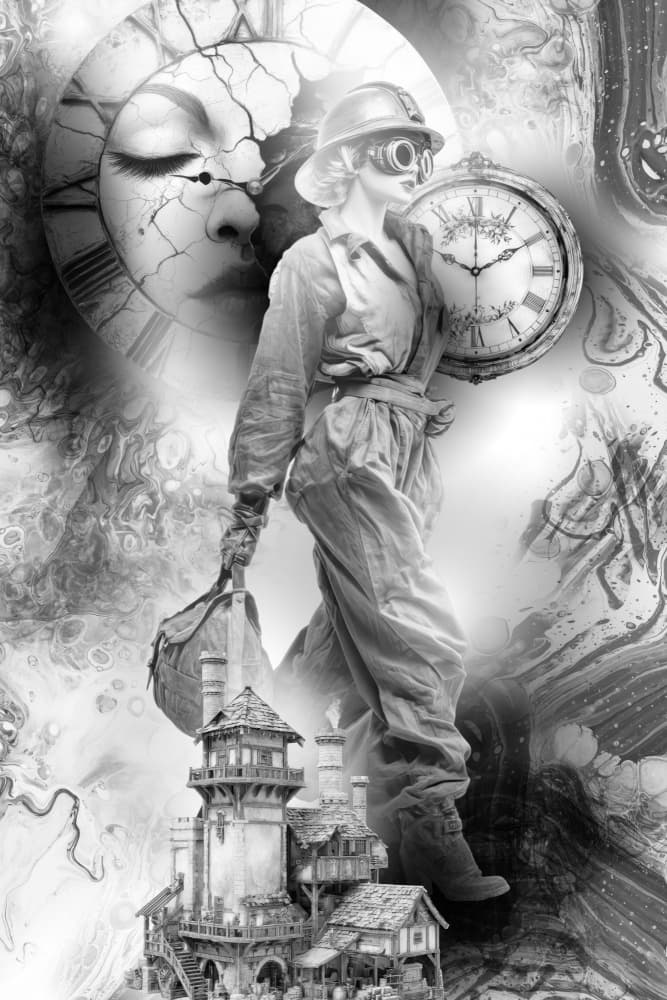 Steampunk Woman's Journey by Rafal Kulik — canvas wall art