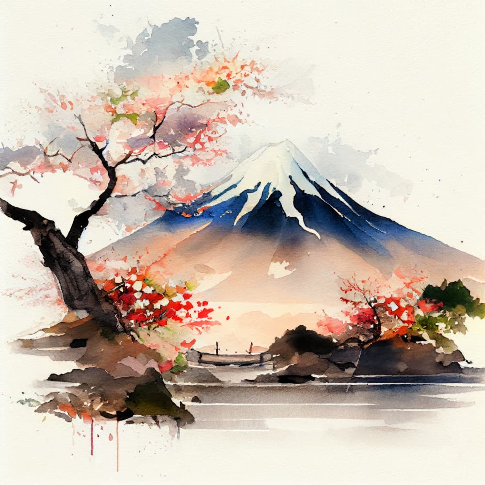 Mount Fuji Spring Landscape by Justyna Jaszke — canvas wall art