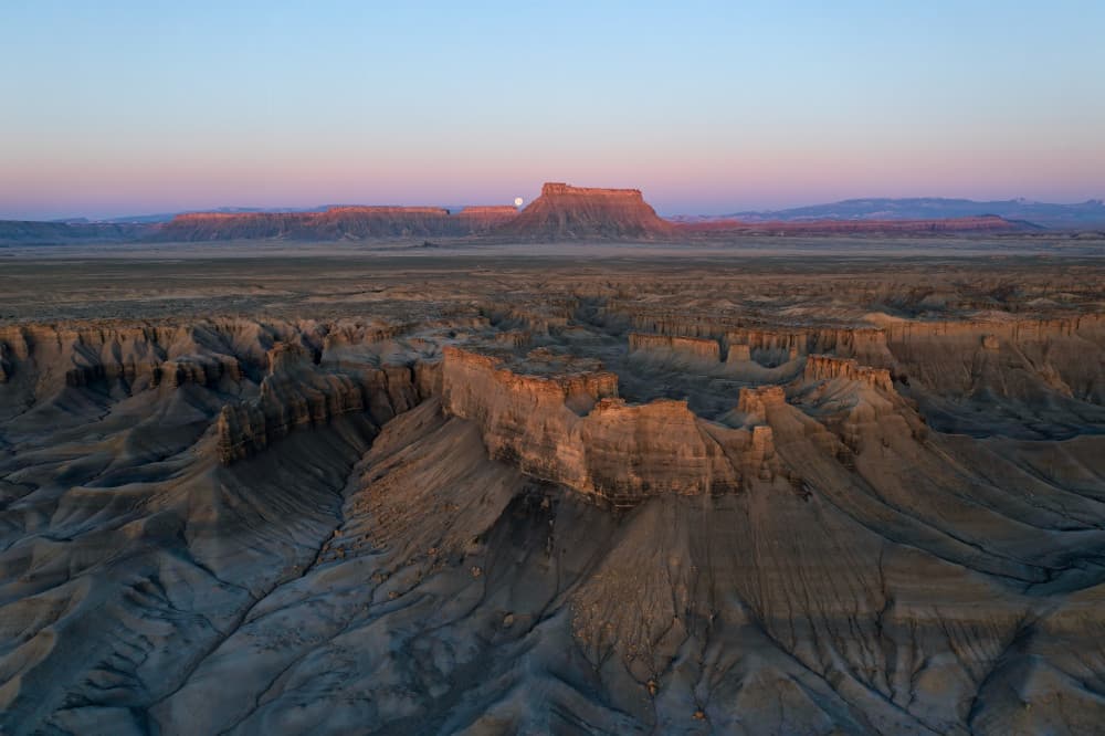 Moonrise Over Desert Mesa by John Fan — canvas wall art