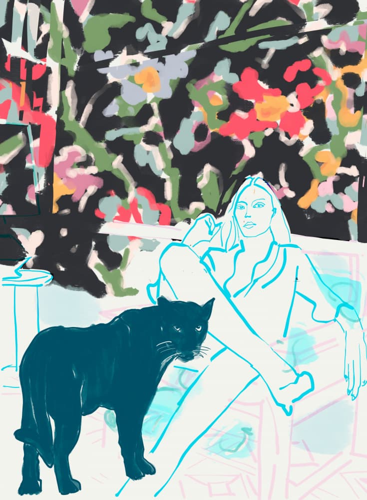 Relaxed Woman Black Panther by Beate Tubach — canvas wall art