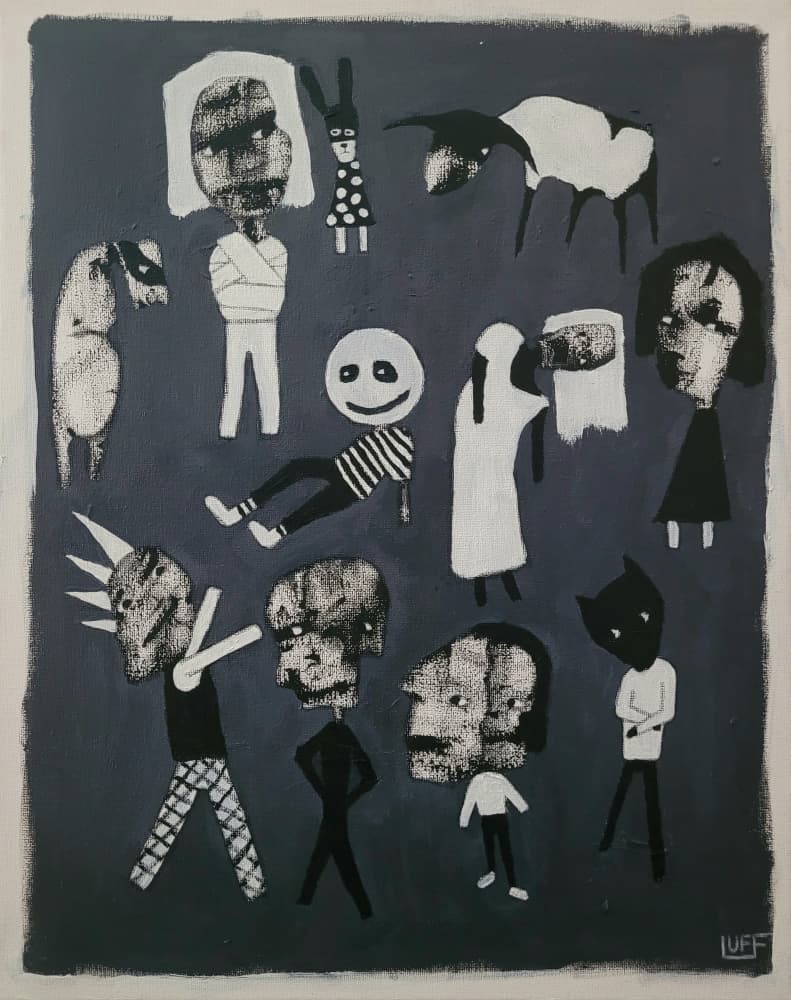 Dark Quirky Figures by Sam Luff — canvas wall art