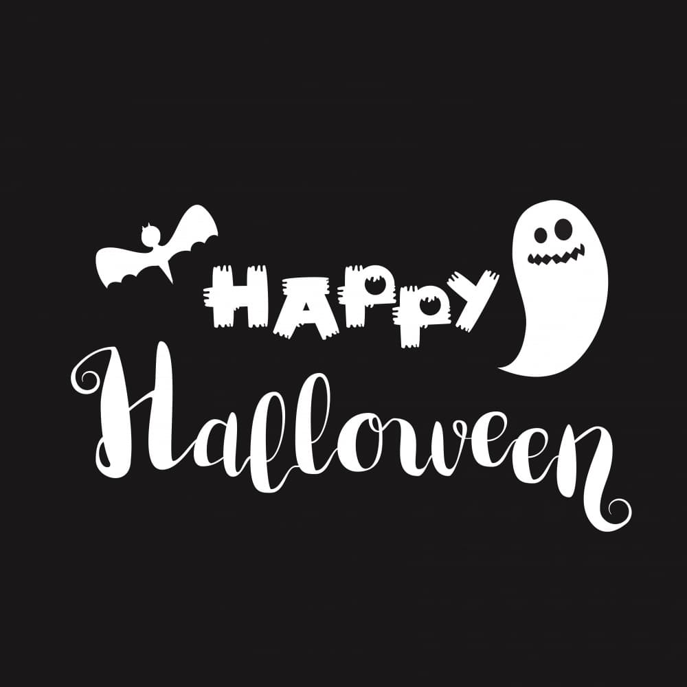 Happy Halloween Ghost Bat by Marika Barsrsind — canvas wall art