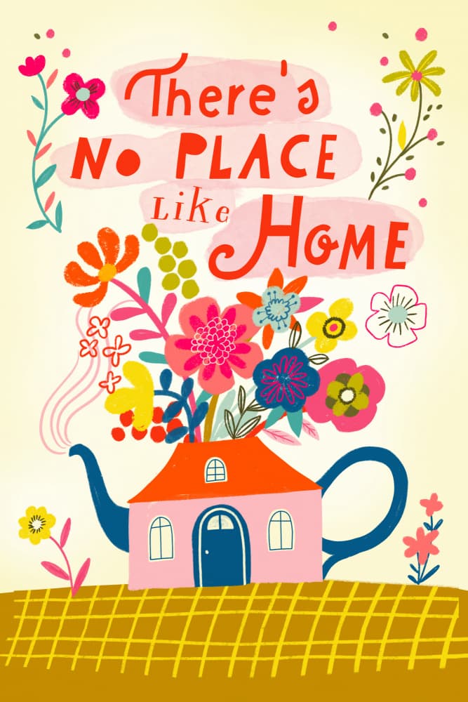 Whimsical Teapot Home by uta krogmann — canvas wall art