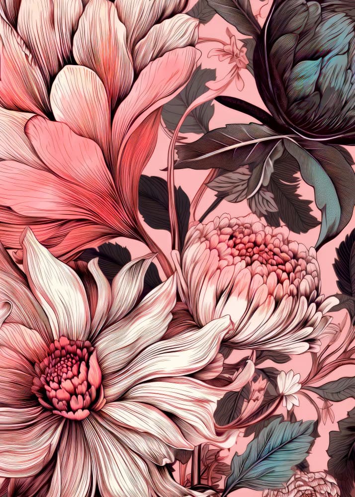 Blush Pink Floral Illustration by Justyna Jaszke — canvas wall art