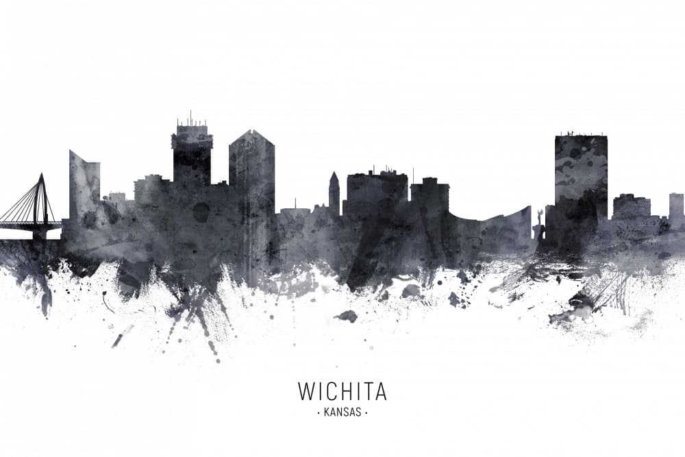 Abstract Wichita Skyline by Michael Tompsett — canvas wall art
