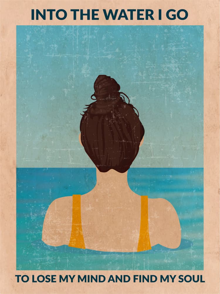 Serene Swimmer Blue Water by WallChart Art Studio — canvas wall art