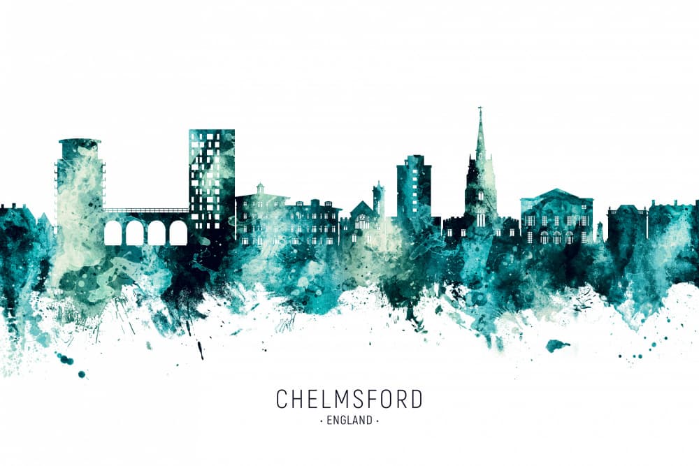 Chelmsford England Cityscape by Michael Tompsett — canvas wall art