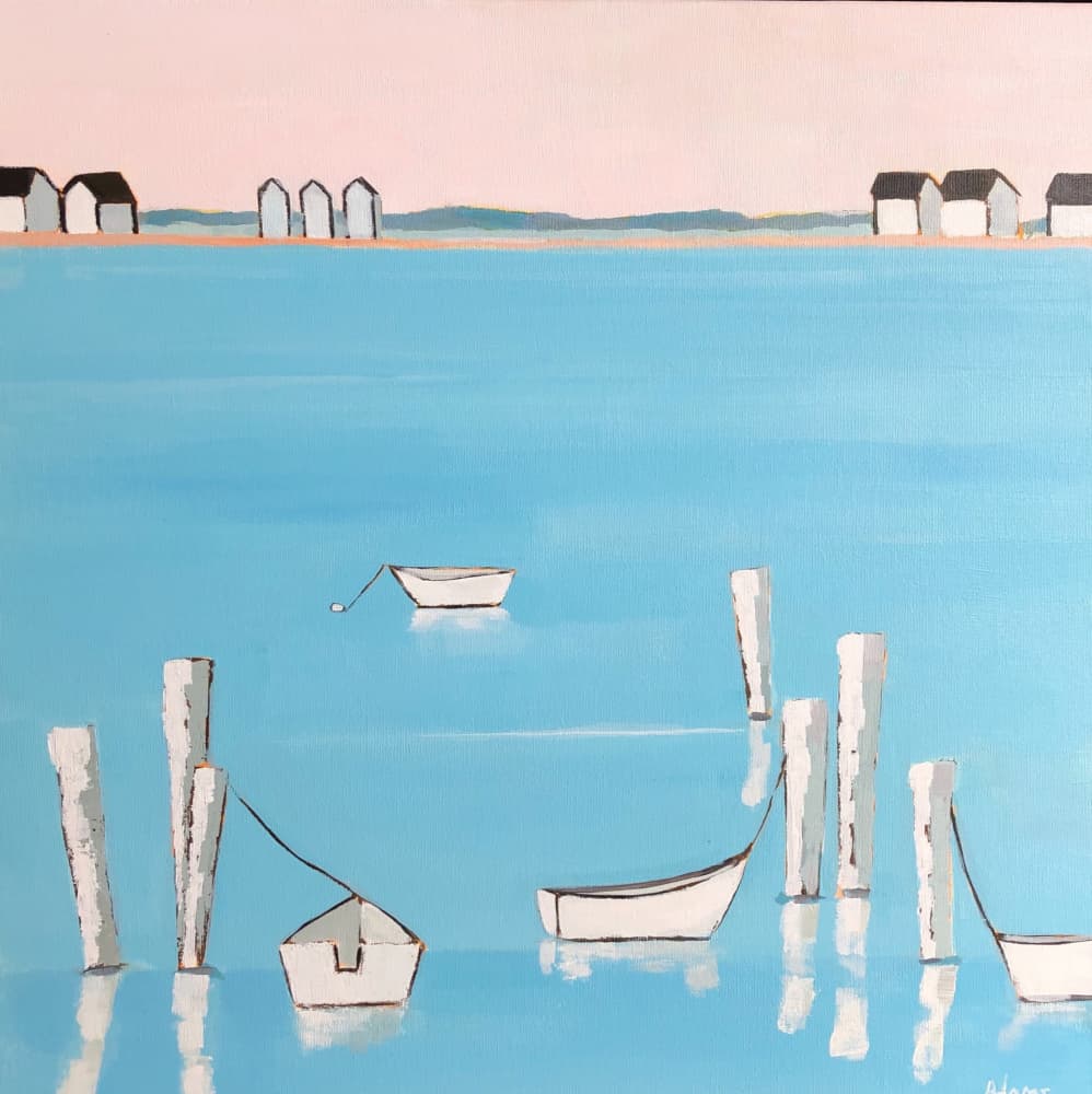 Calm Coastal Boats by phyllis adams — canvas wall art