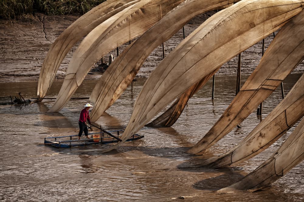 River Fisherman Lift Nets by Prasad Ambati — canvas wall art