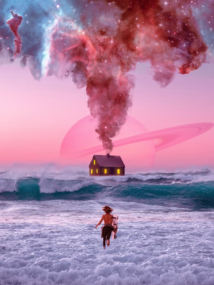 Floating Home Ocean Dream by Ritvik takkar — canvas wall art
