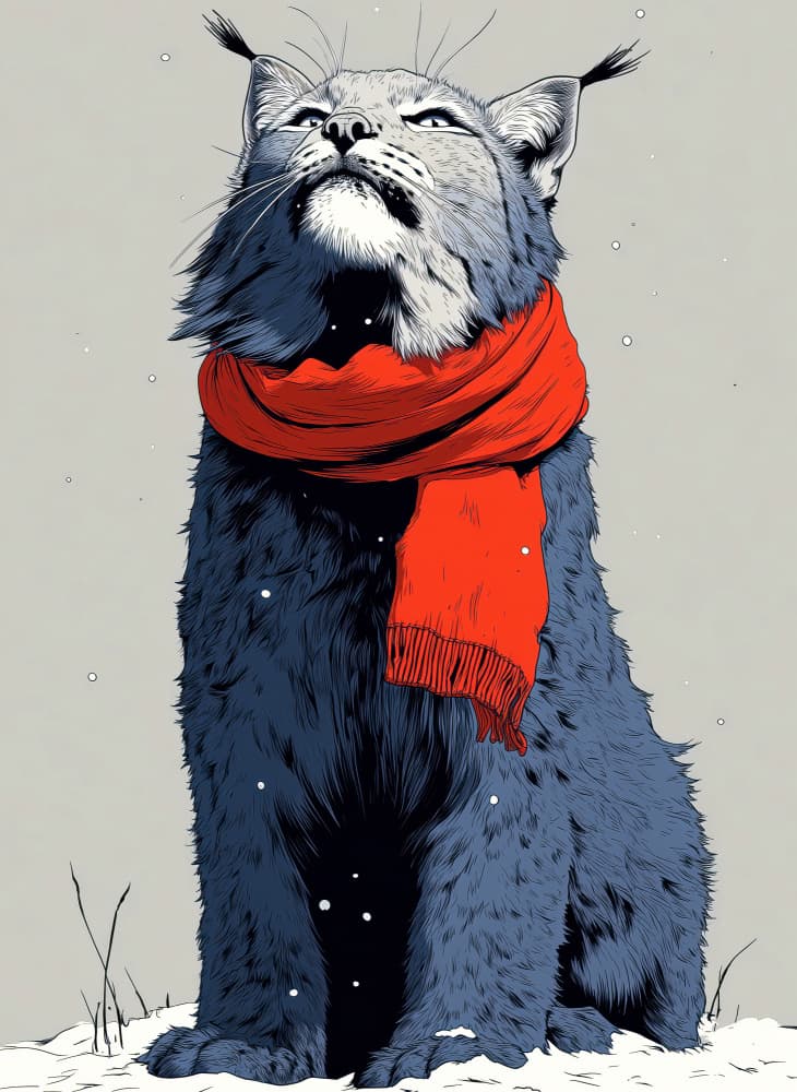 Curious Winter Lynx by Justyna Jaszke — canvas wall art
