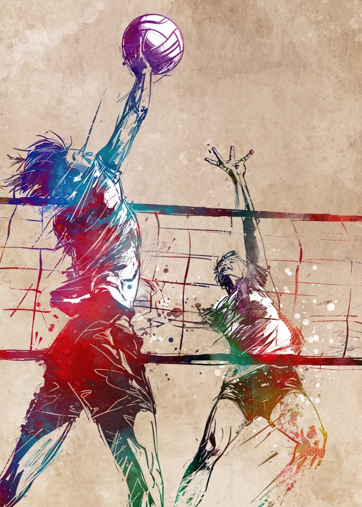 Volleyball Spike Action by Justyna Jaszke — canvas wall art