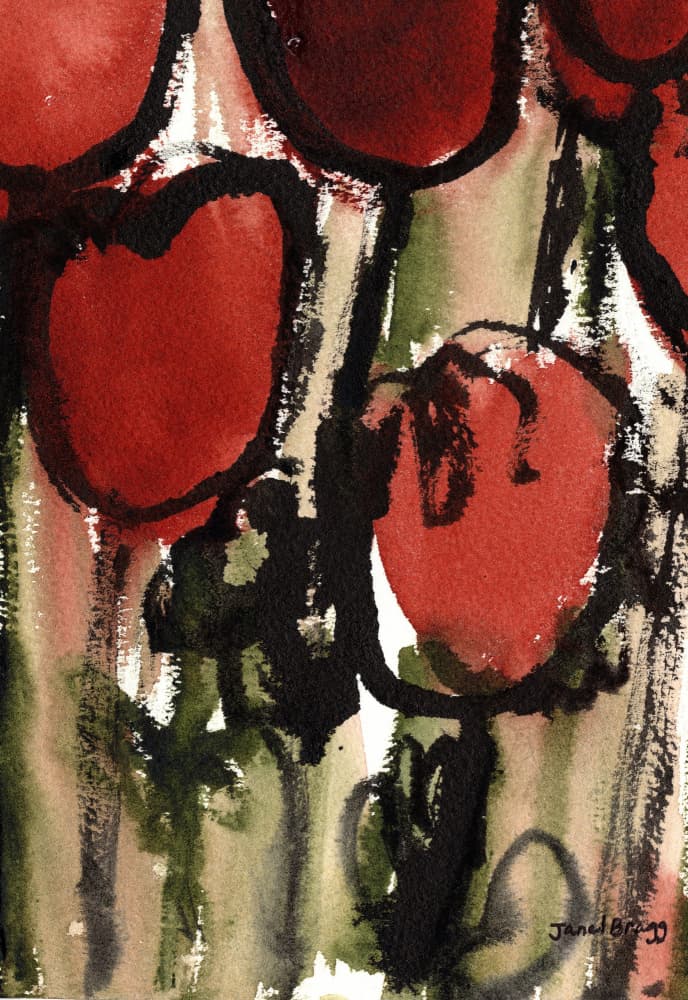 Moody Red Flowers by Janel Bragg — canvas wall art