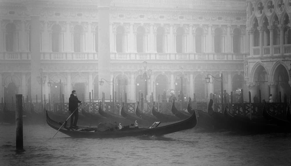 Misty Venice Gondola by Angela Muliani Hartojo — canvas wall art