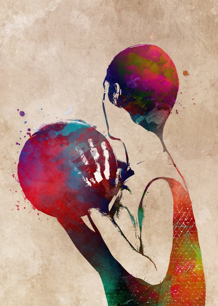 Colorful Basketball Player by Justyna Jaszke — canvas wall art