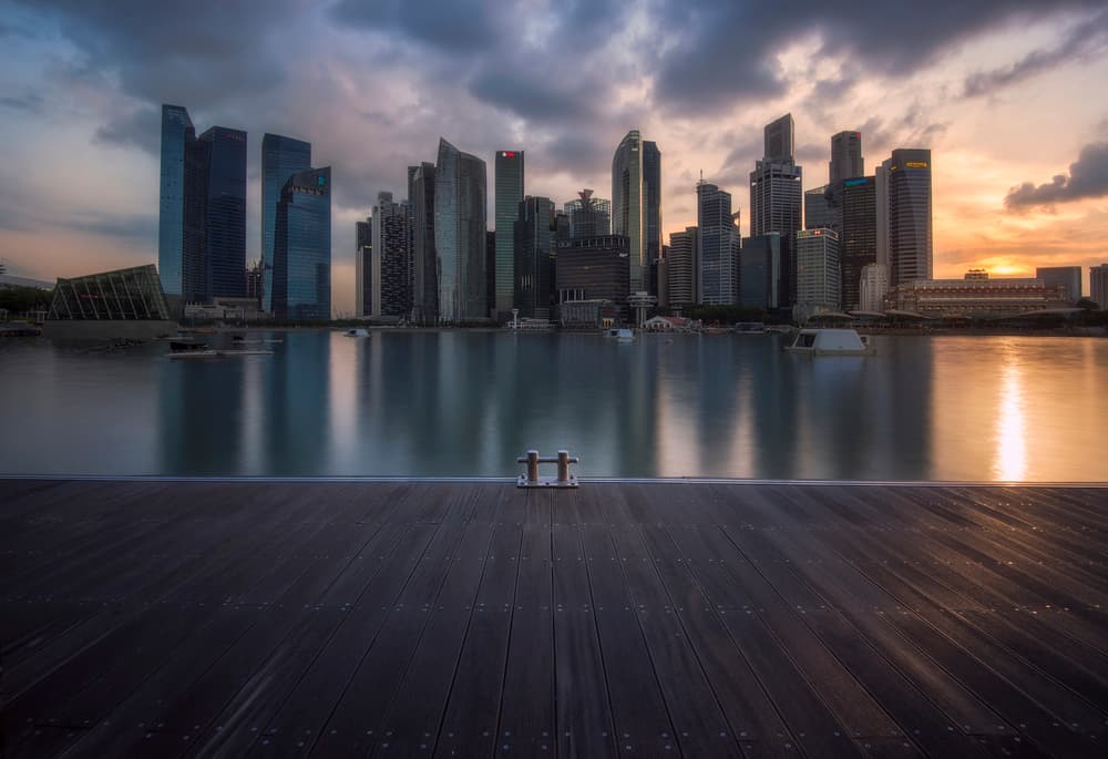 Singapore Twilight Reflections by Richard Vandewalle — canvas wall art