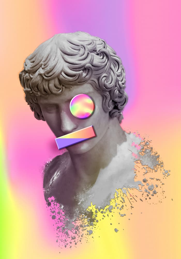 Holographic Classical Bust by Fadil Roze — canvas wall art