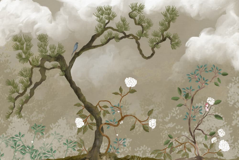 Blue Bird in Botanical Garden by Josie George — canvas wall art