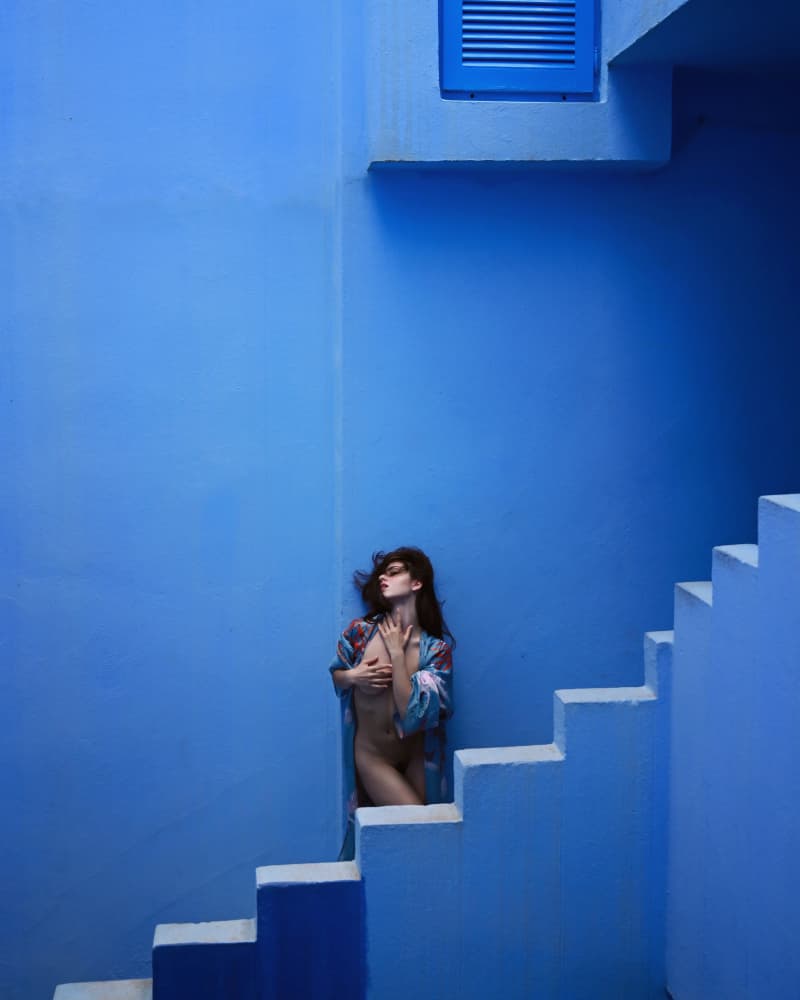 Alluring Blue Steps by Rafael L. Bardají — canvas wall art