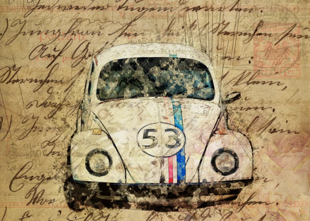 Vintage Beetle Art by Lembayung senja studio [Vintage Poster] — canvas wall art