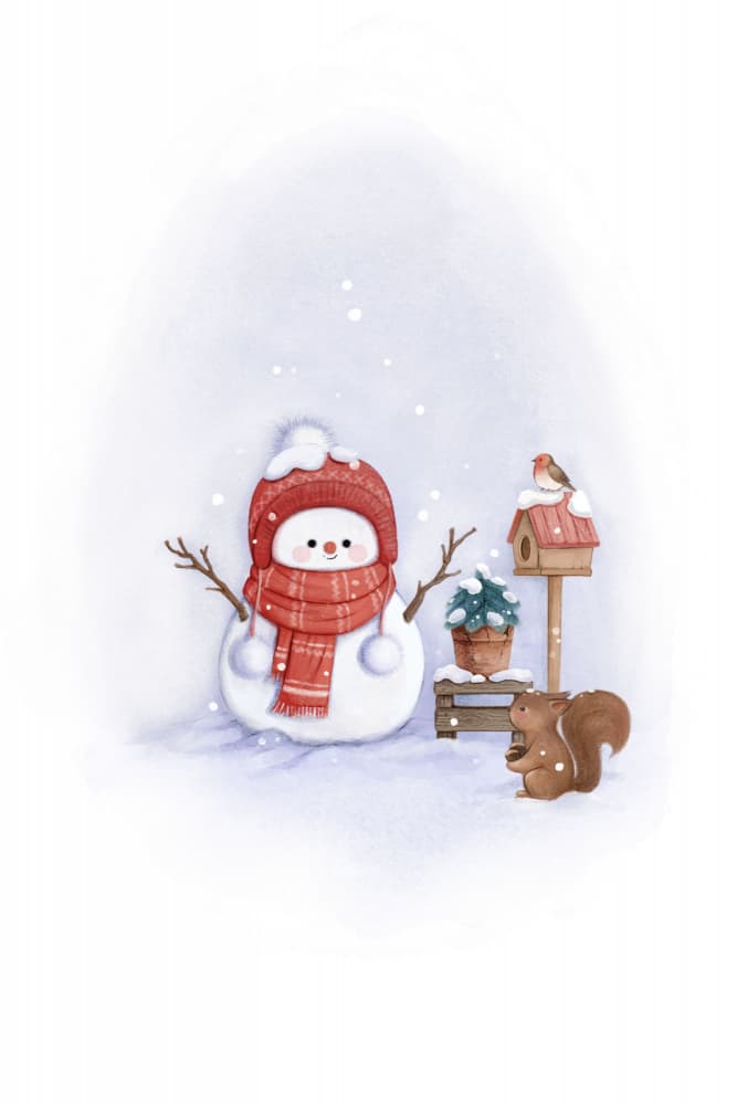 Whimsical Winter Snowman by Xuan Thai — canvas wall art