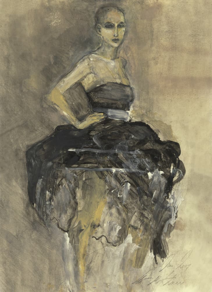 Elegant Woman In Black by Ute Rathmann — canvas wall art