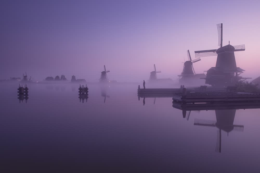 Purple Misty Windmills by Valentina Landucci — canvas wall art