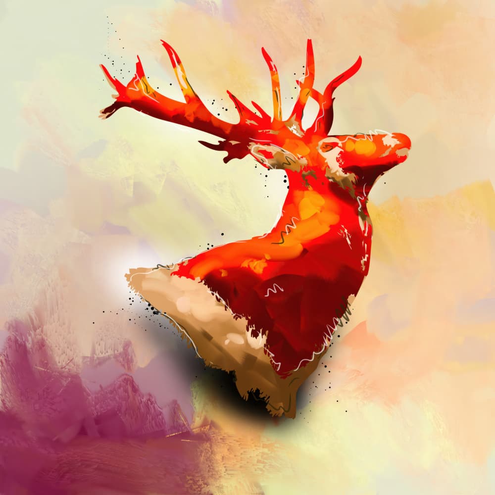 Abstract Red Stag by Rafal Kulik — canvas wall art