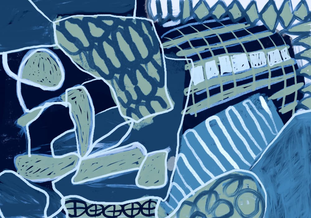Deep Blue Abstract Patterns by Sharyn Bursic — canvas wall art