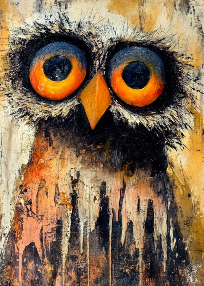 Intense Owl Gaze by Justyna Jaszke — canvas wall art