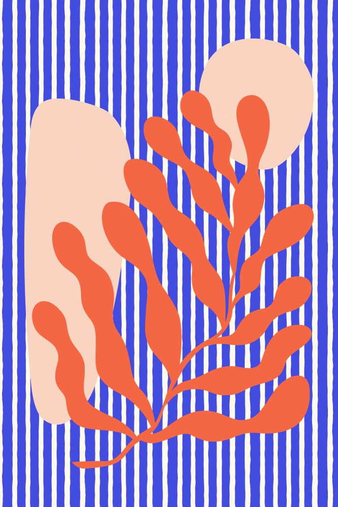 Abstract Coral Stripes by Treechild — canvas wall art