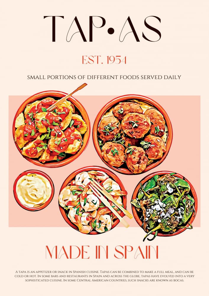Spanish Tapas Delights by Nazma Khokhar — canvas wall art