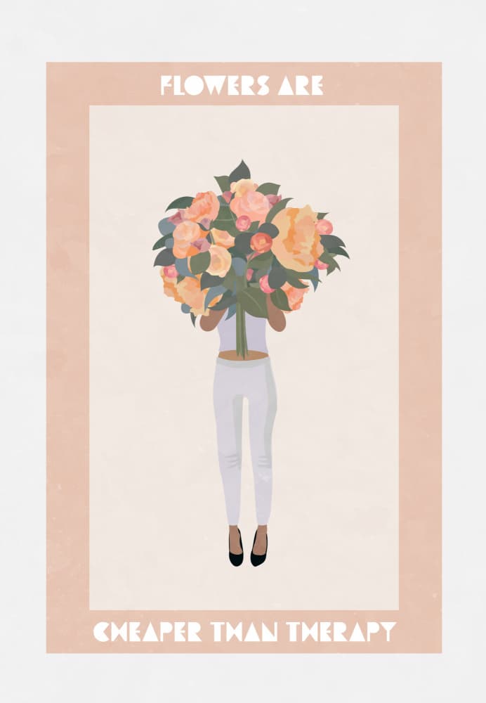 Flowers Are Therapy by Sarah Manovski — canvas wall art